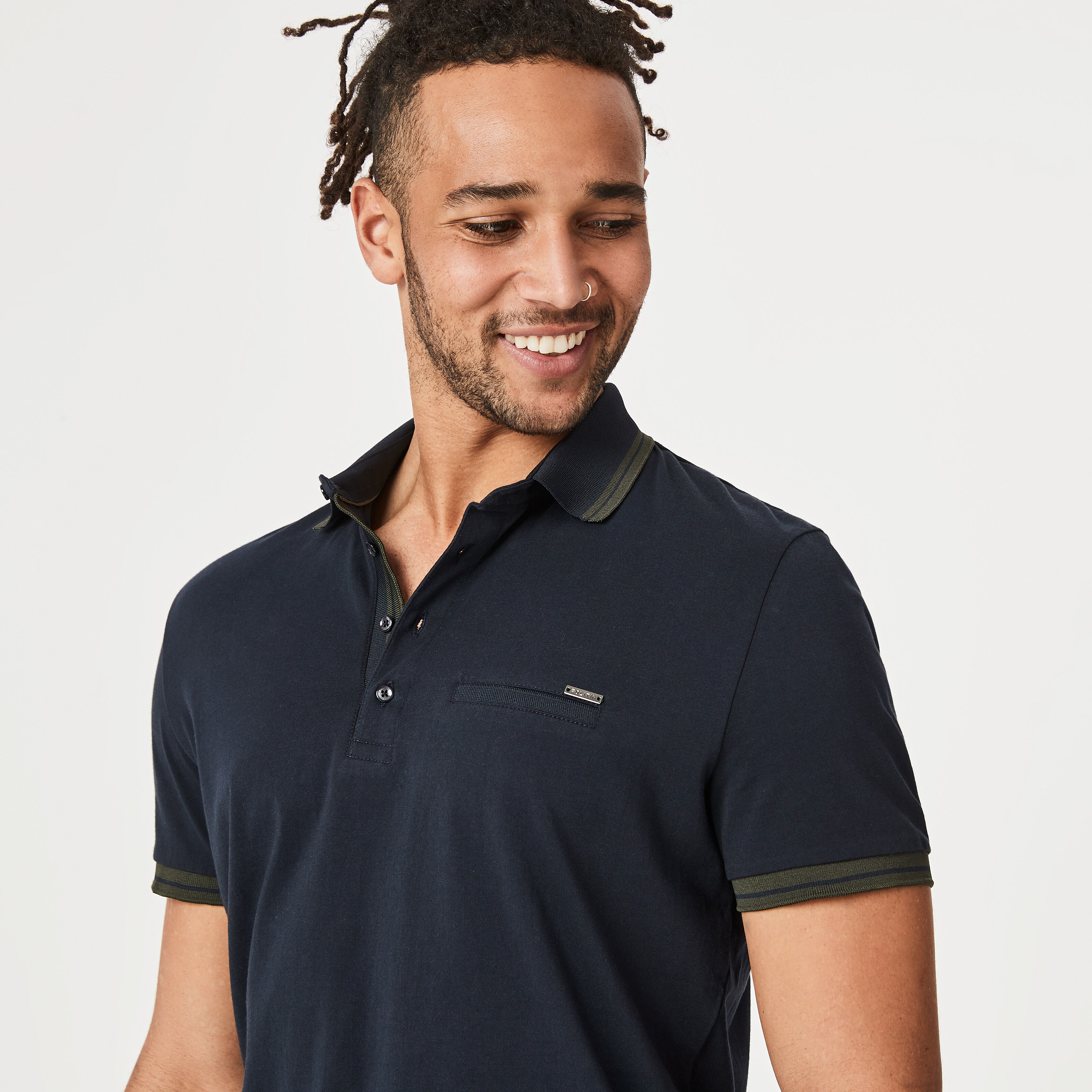 Narka Polo Shirt Navy Jersey Cotton Polo Shirt Rib Collar